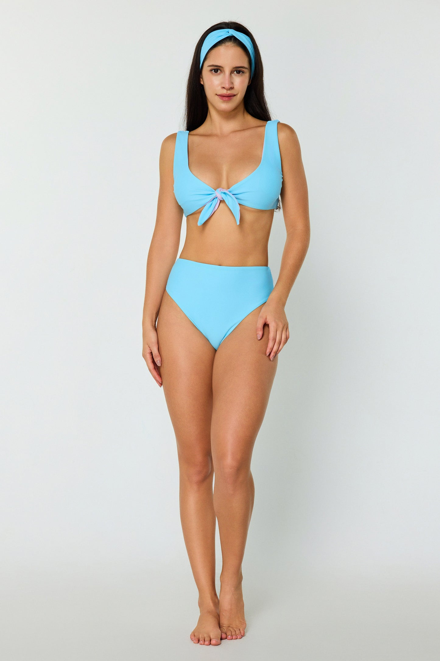 Wave Rush Sport Reversible Tie-Front Top Skyblue Lavender