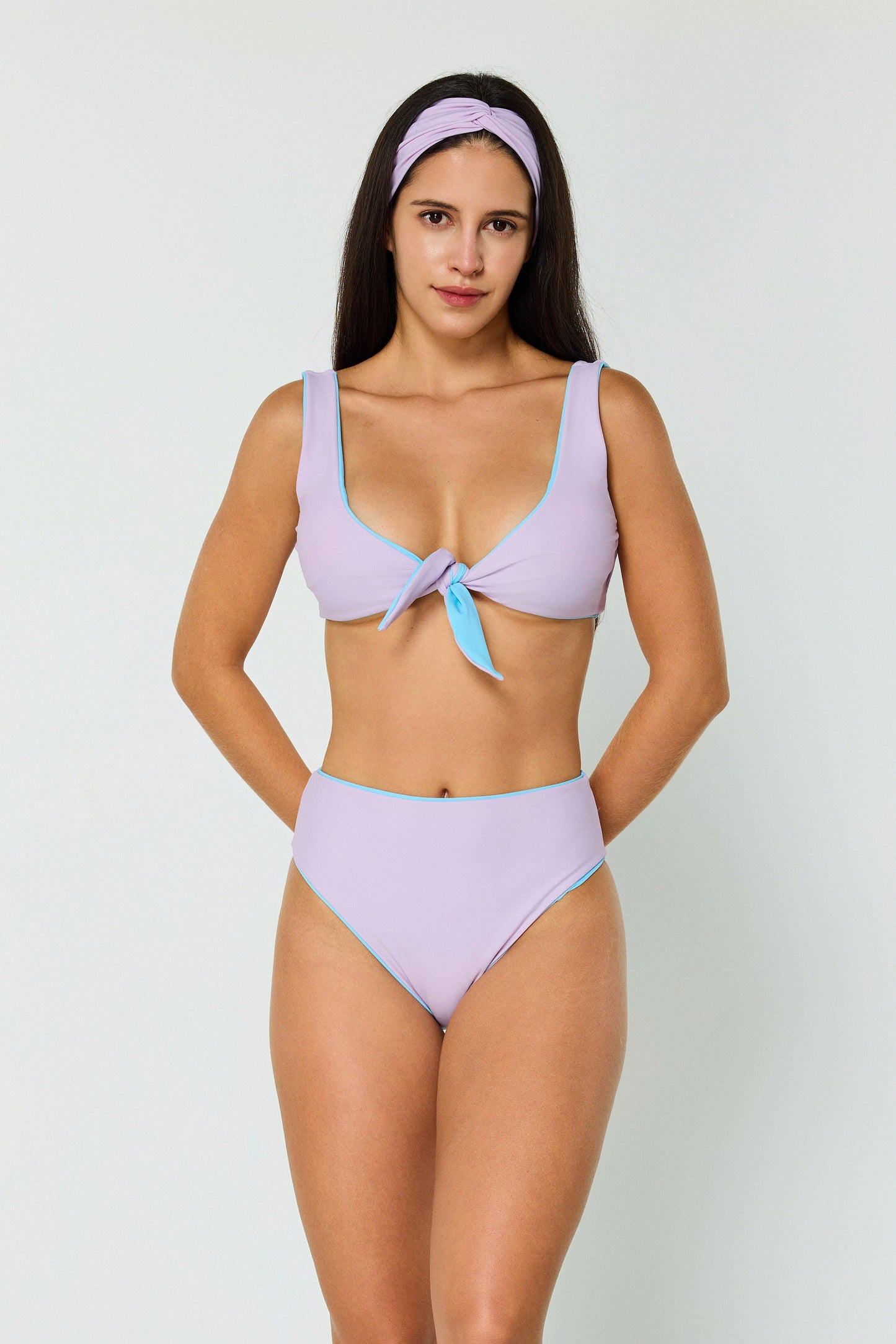 Wave Rush Sport Reversible Tie-Front Top Skyblue Lavender