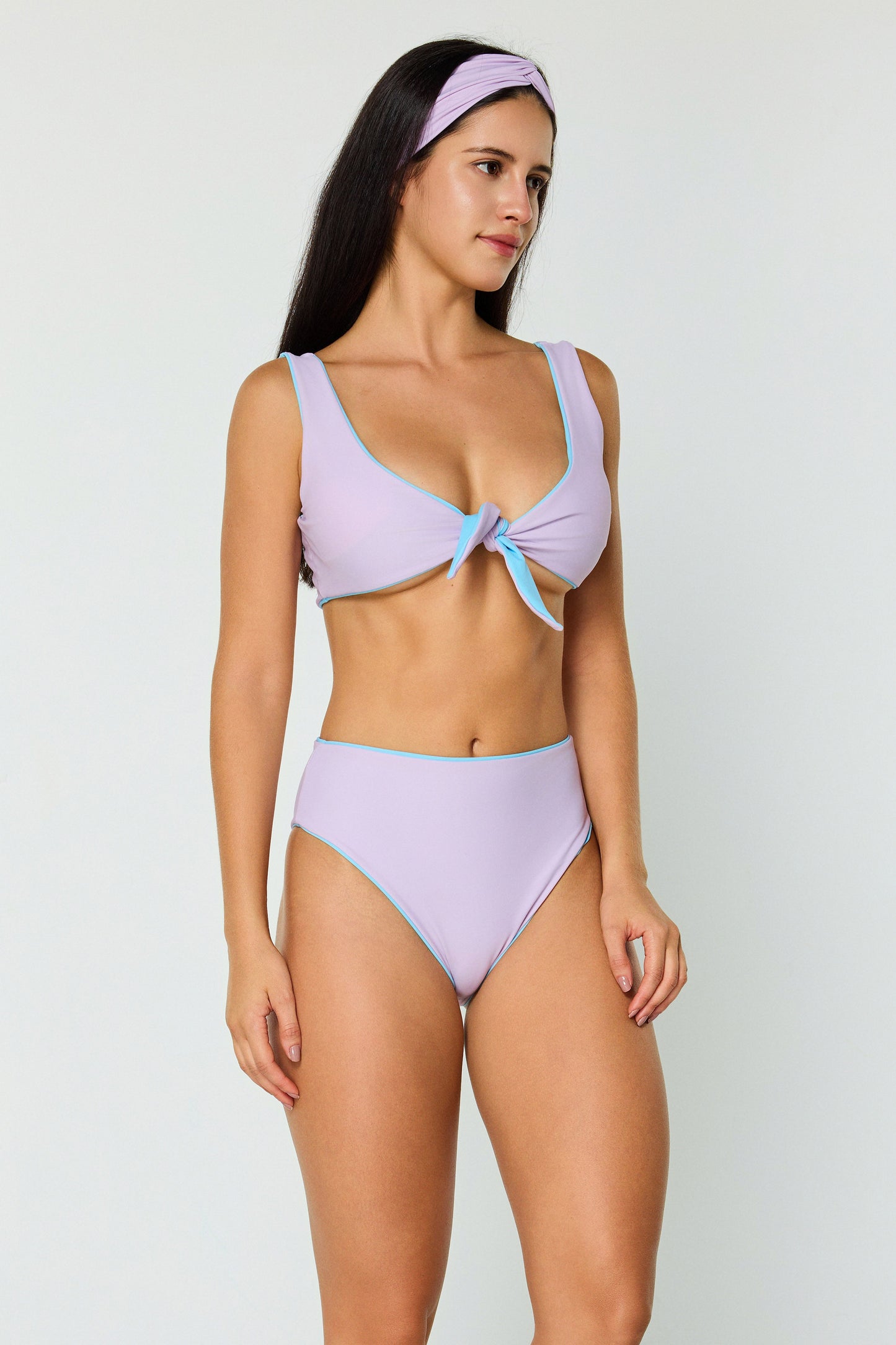 Wave Rush Sport Reversible Tie-Front Top Skyblue Lavender