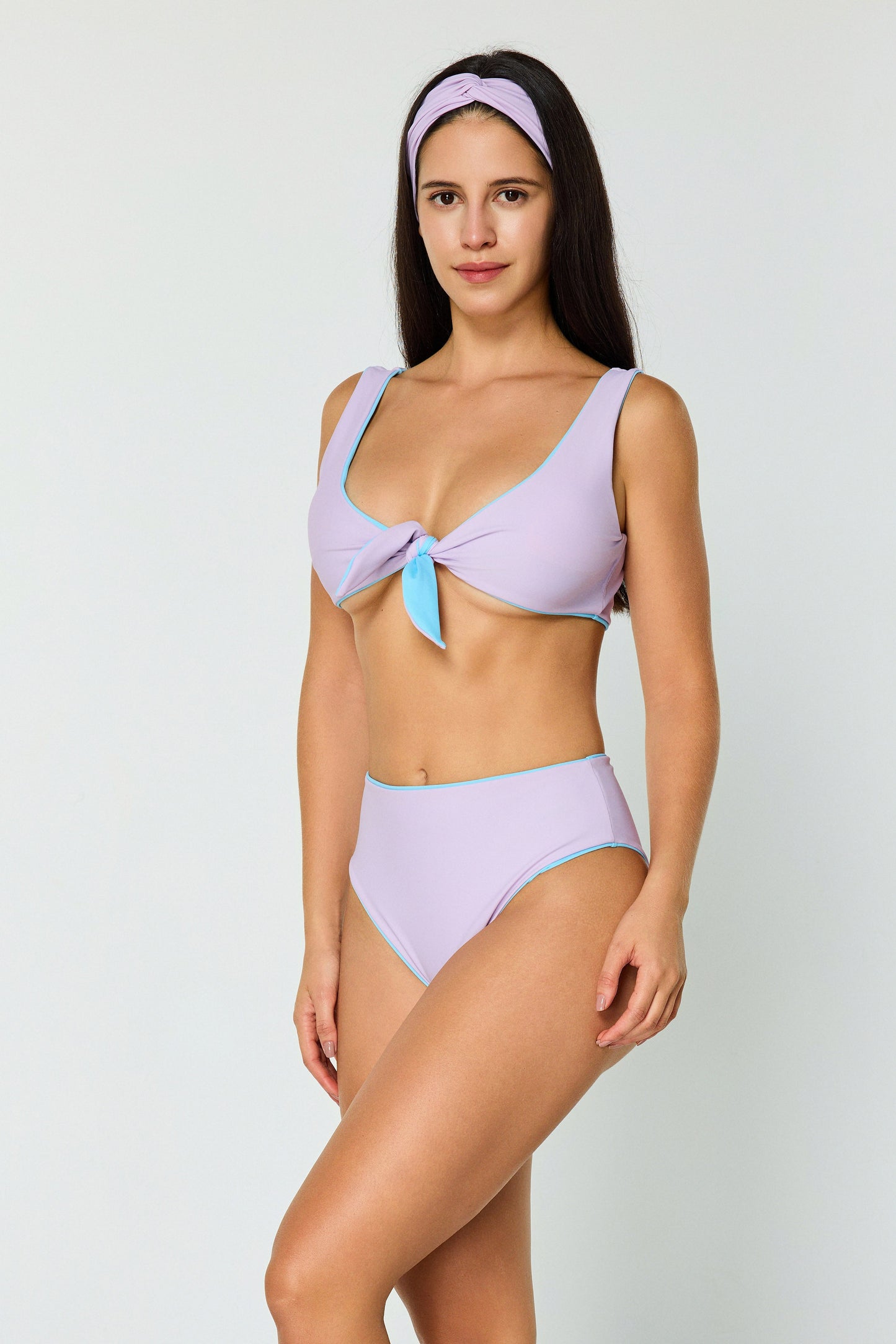 Wave Rush Sport Reversible Tie-Front Top Skyblue Lavender